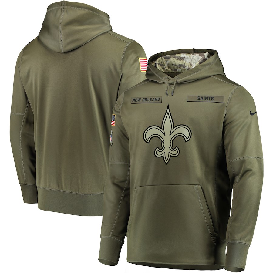 Men New Orleans Saints Nike Olive Salute To Service KO Performance Hoodie Green